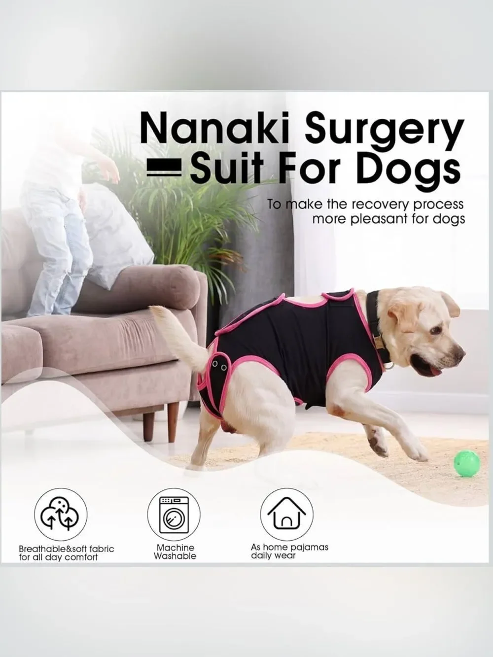 Dog Female Black Pink Post Operative Surgery Recovery Suit for Spaying XL NEW